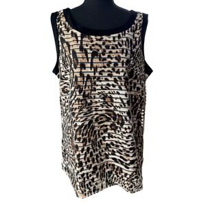Chicos Travelers Leopard Print Tank Top Sleeveless Scoop Neck Size 3 Womens XL